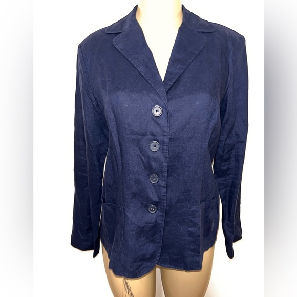 Spiegel linen navy blue blazer size 14 - Picture 1 of 5